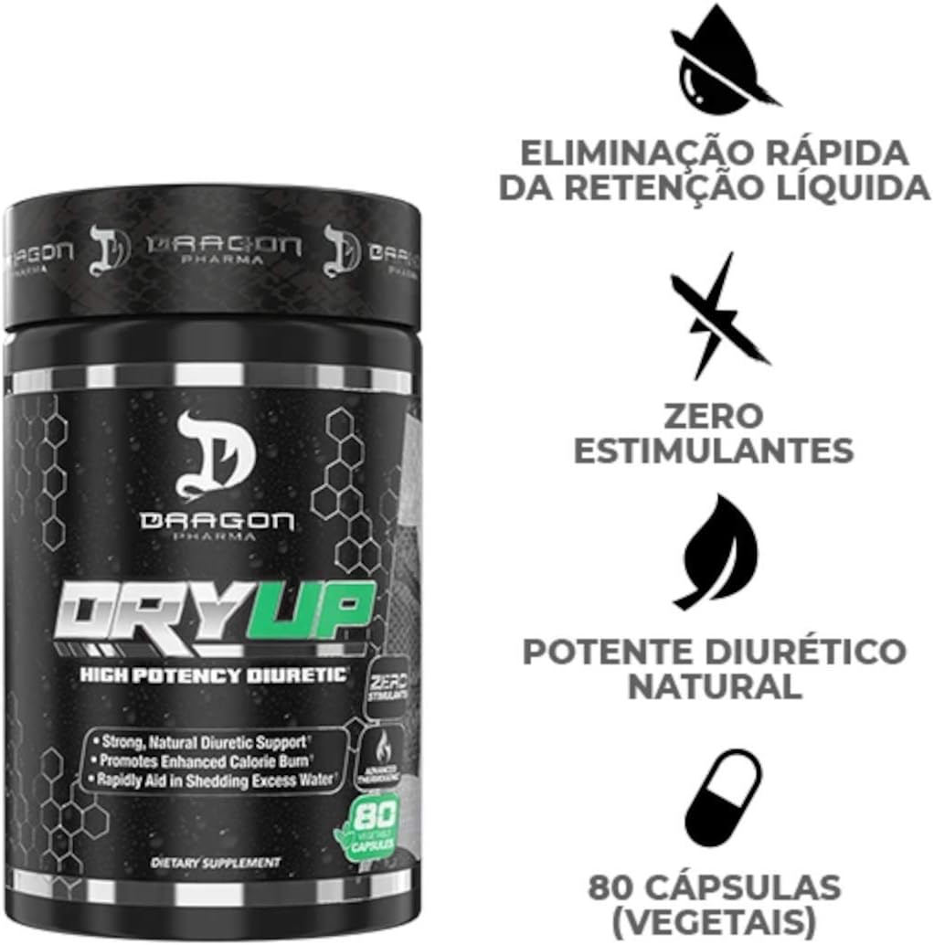 DRAGON PHARMA DryUp: High Potency Diuretic & Thermogenic Matrix - Stim-Free Supplement for Competition Prep (80 Capsules)