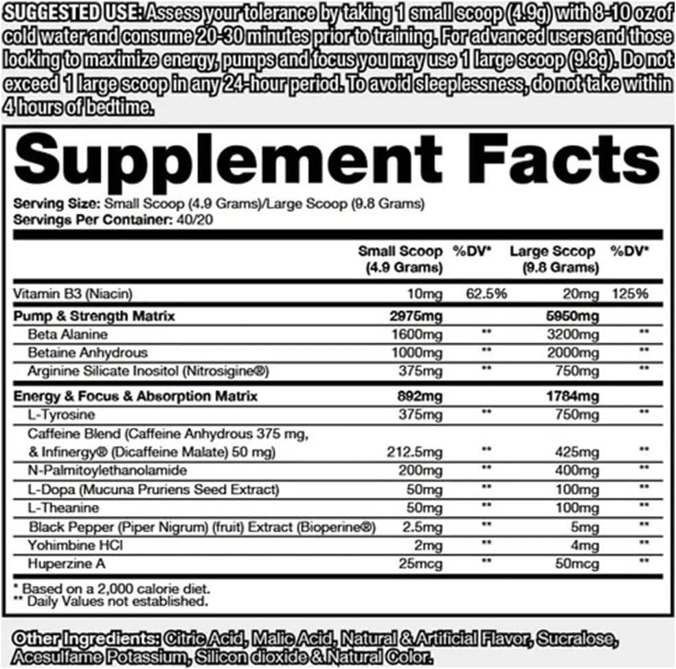 Dragon Pharma Venom Extreme Potency Pre-Workout for Laser Focus and Energy (40 Servings, Tamarindo Aqua Fresca)