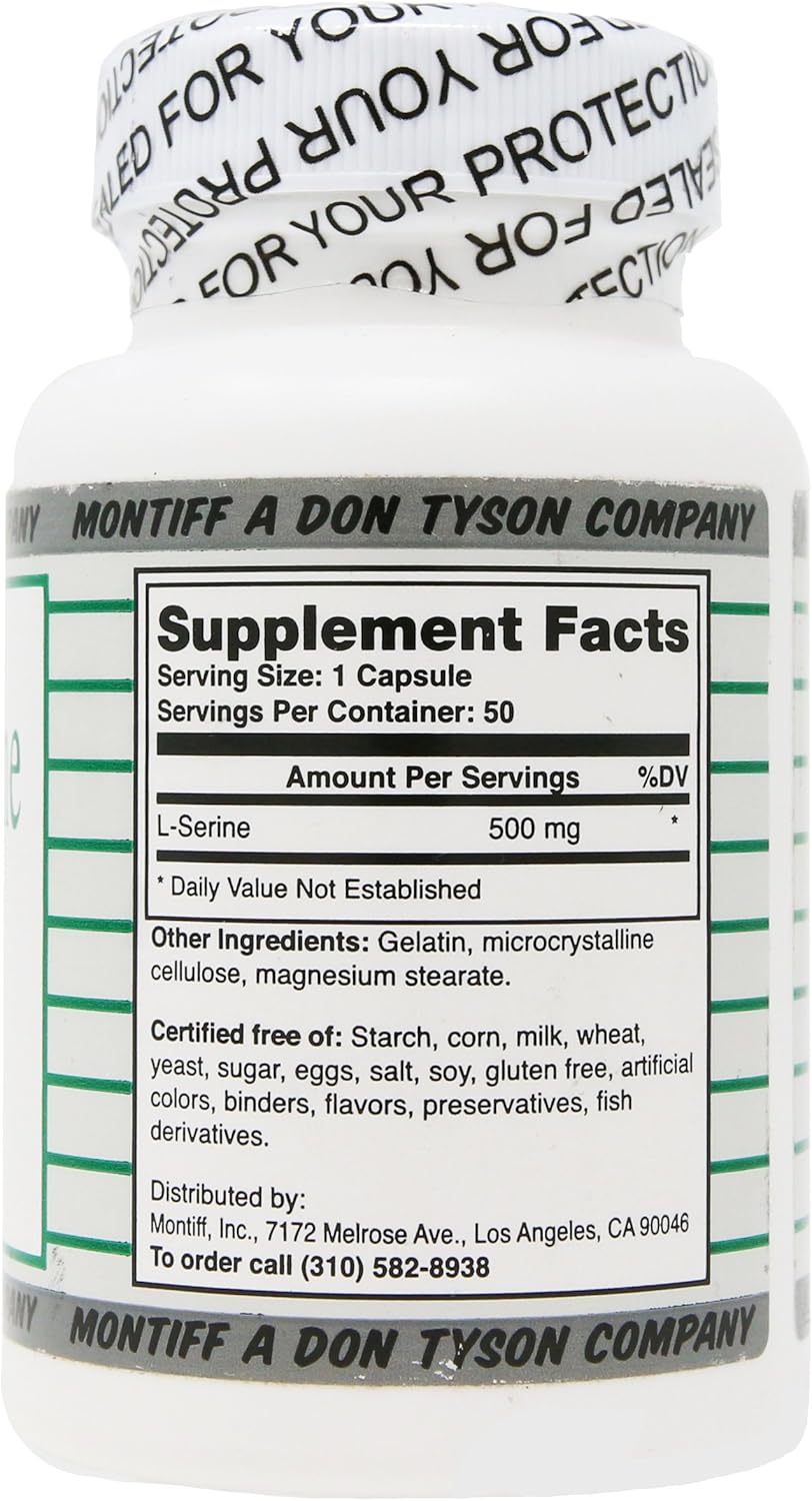 Dragon Shopping Pure L Serine 500 mg Capsules - 50 Count Bottle for Cognitive Health and Stress Relief