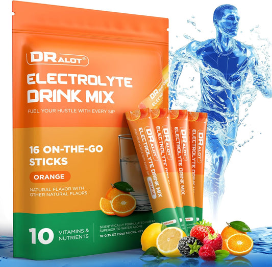 Dralot Electrolytes Powder Packets - Rapid Hydration & Recovery, Sugar-Free, Keto-Friendly, All-Natural, Vegan, Non-GMO - 16 Sticks Variety Pack