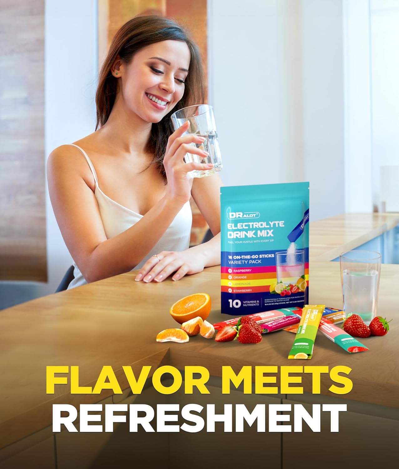 Dralot Electrolytes Powder Packets - Rapid Hydration & Recovery, Sugar-Free, Keto-Friendly, All-Natural, Vegan, Non-GMO - 16 Sticks Variety Pack