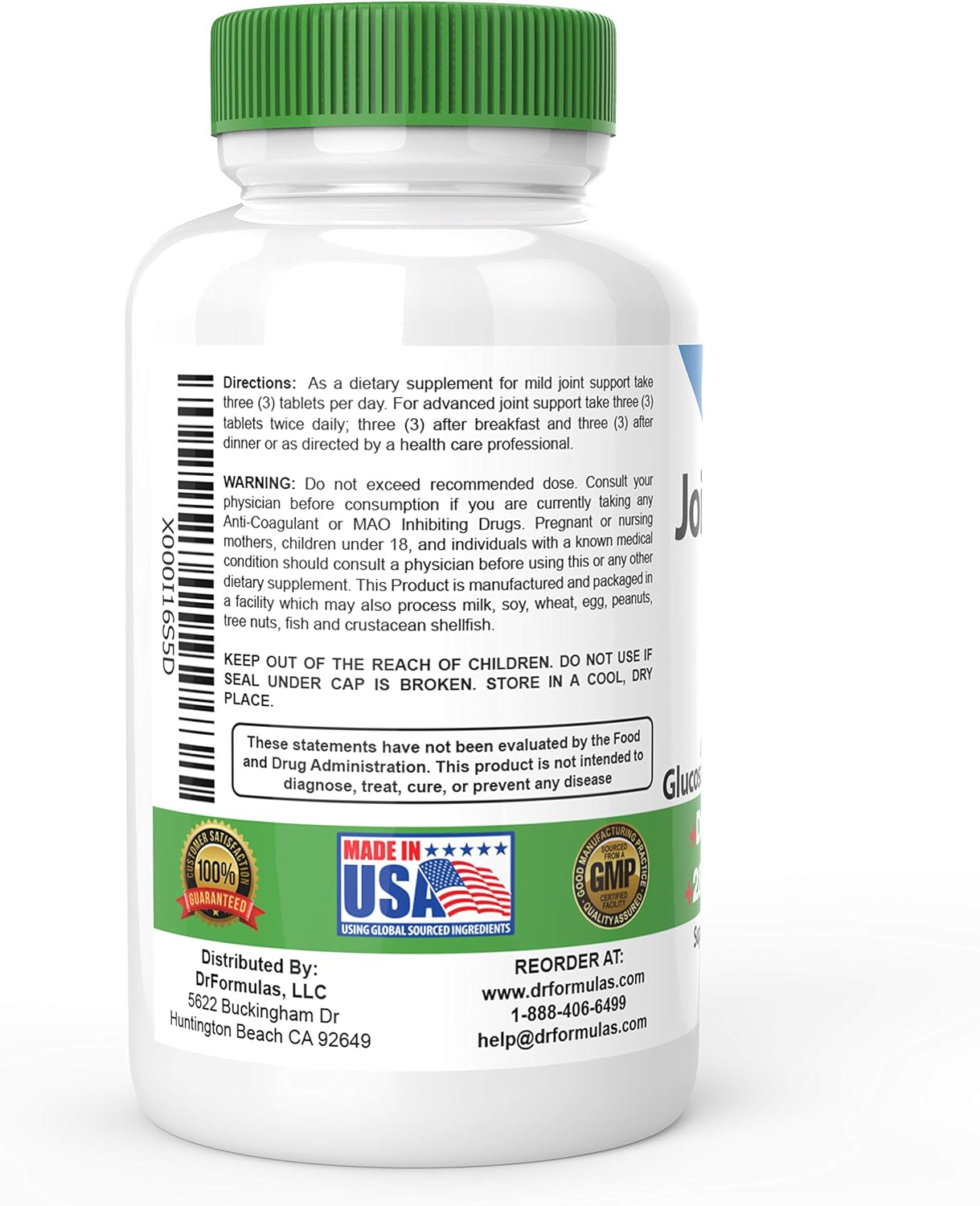 DrFormulas Mendamine Joint Support Supplements for Men & Women - Glucosamine Chondroitin MSM - 60 Day Supply