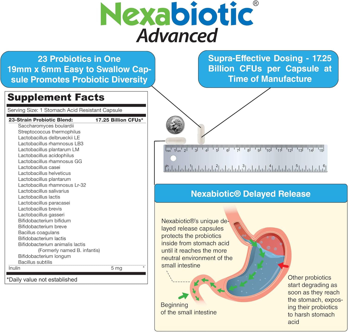 DrFormulas Nexabiotic 23 Multi Probiotic with 17.25 Billion CFUs - Formulated for Women and Men with Key Probiotic Strains