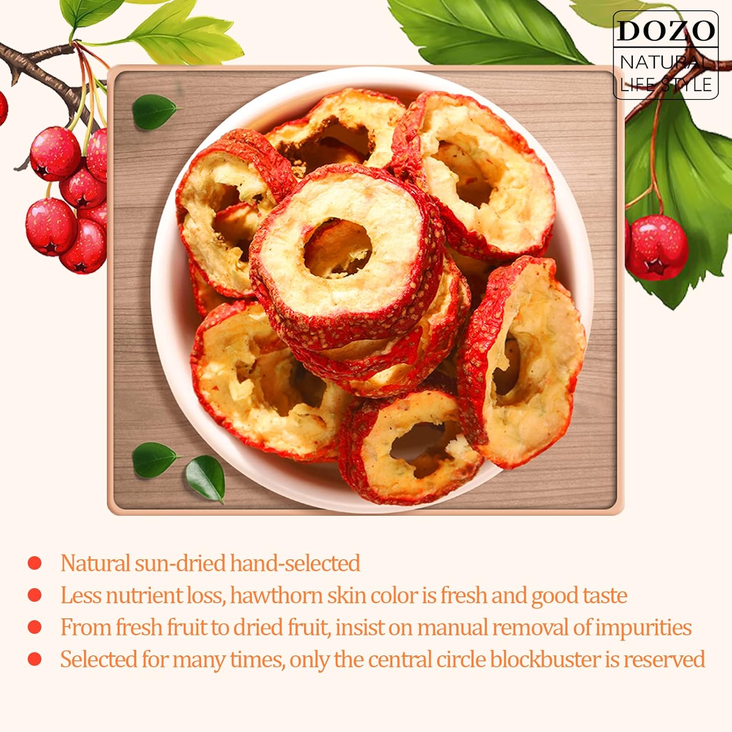 Dried Hawthorn Berries Tea Slices | 8.46oz/240g | Seedless Shanzha | Premium Quality Hawthorn Berry Supplement