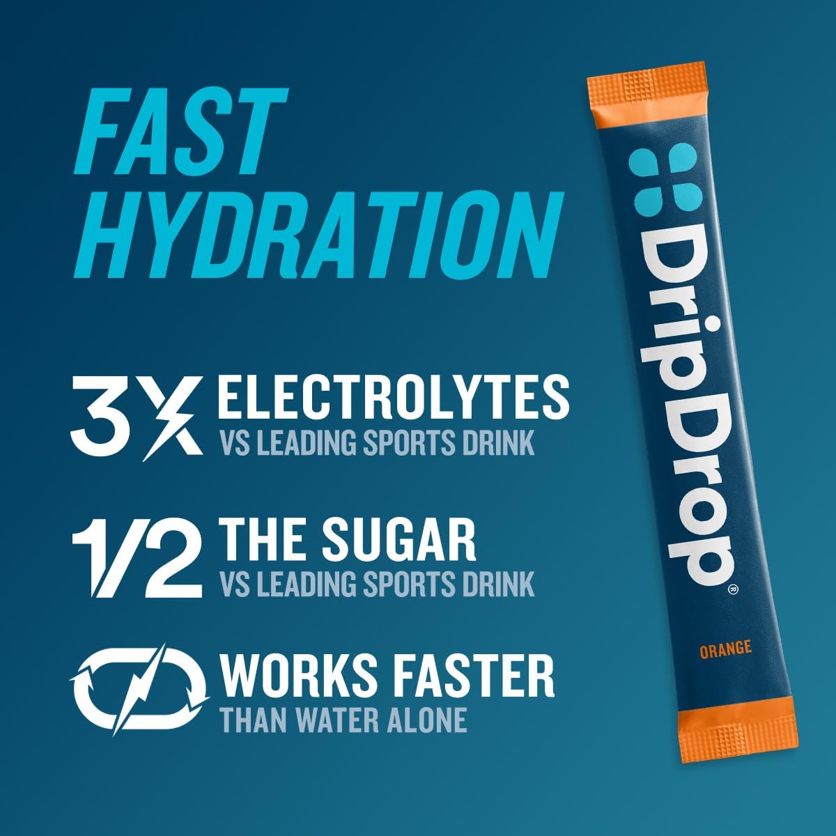 DripDrop Hydration Orange Electrolyte Drink Mix Powder Packets - 32 Single Serve Sticks | Non-GMO, Gluten Free, Vegan