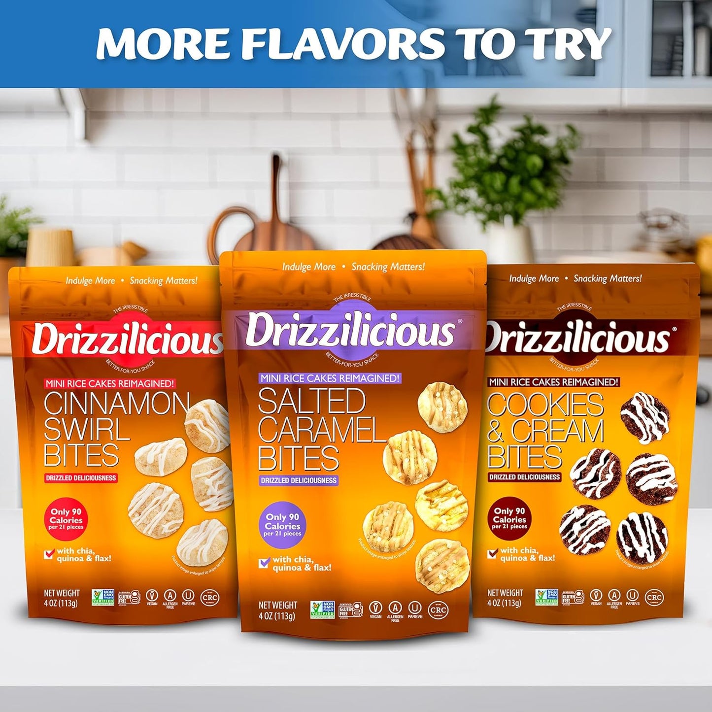 Drizzilicious Birthday Cake Mini Rice Cakes - Healthy Snack for Adults & Kids, Flavored Rice Crisps, Vegan & Gluten-Free - 4 oz (Pack of 6)