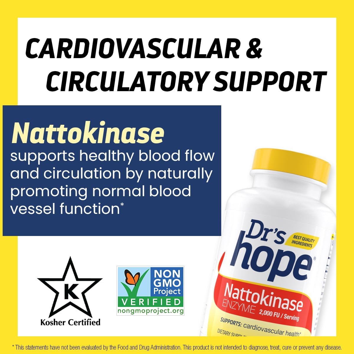 Dr’s Hope Nattokinase 2000 FU Capsules - Cardiovascular Support Supplement for Healthy Blood Circulation - Non-GMO, Gluten-Free, 90 Veggie Caps - USA Made