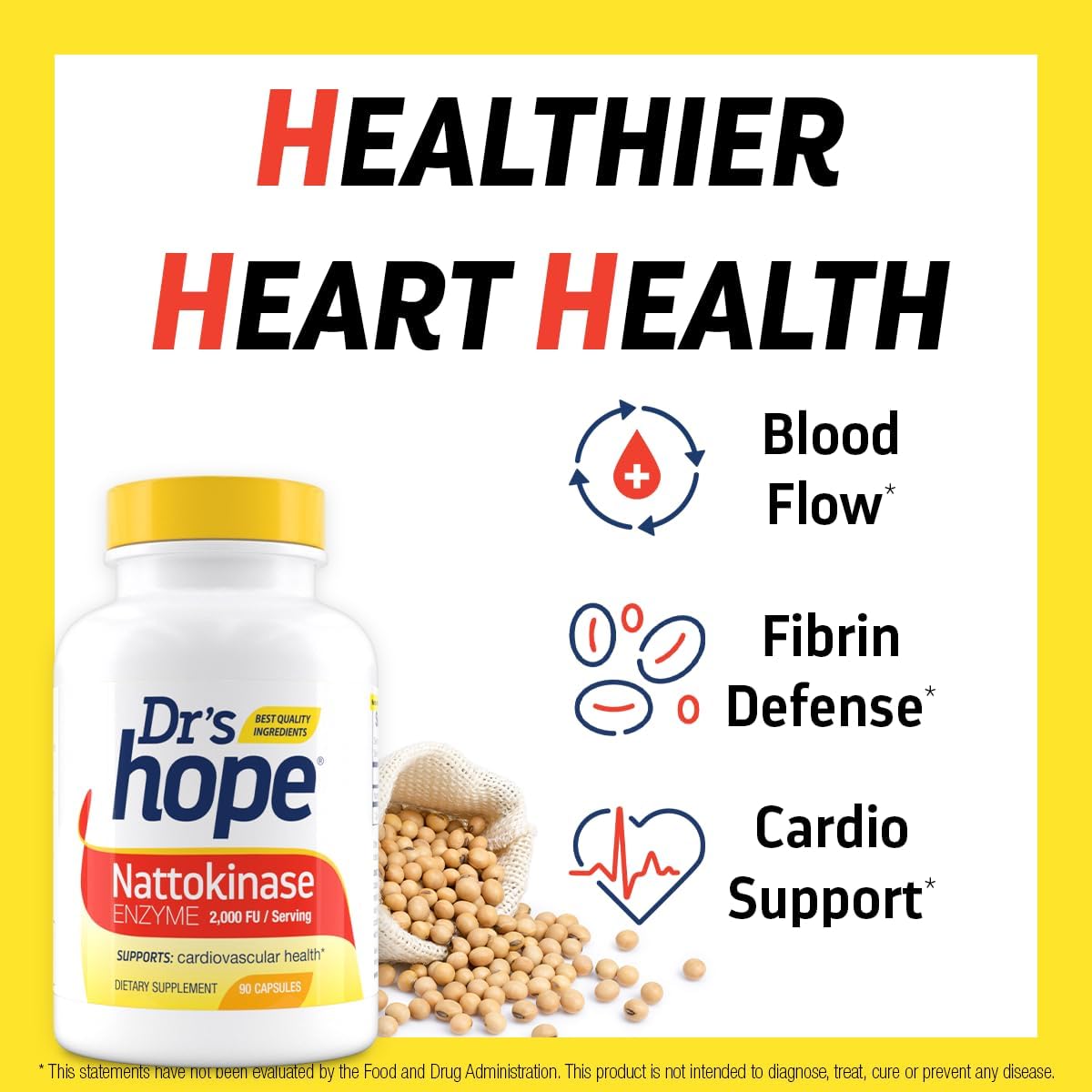 Dr’s Hope Nattokinase 2000 FU Capsules - Cardiovascular Support Supplement for Healthy Blood Circulation - Non-GMO, Gluten-Free, 90 Veggie Caps - USA Made