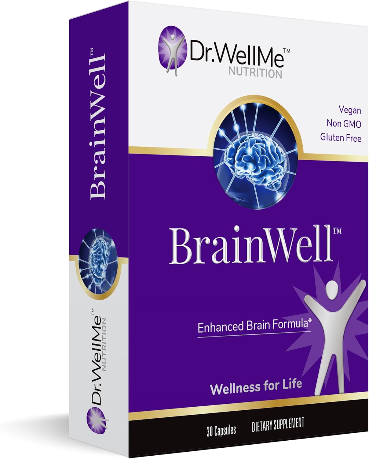 Dr.WellMe Nootropic Brain Booster Supplement with Turmeric & Ginkgo Biloba - Memory, Focus & Cognitive Health Support - Vegan Capsules (30 Count)