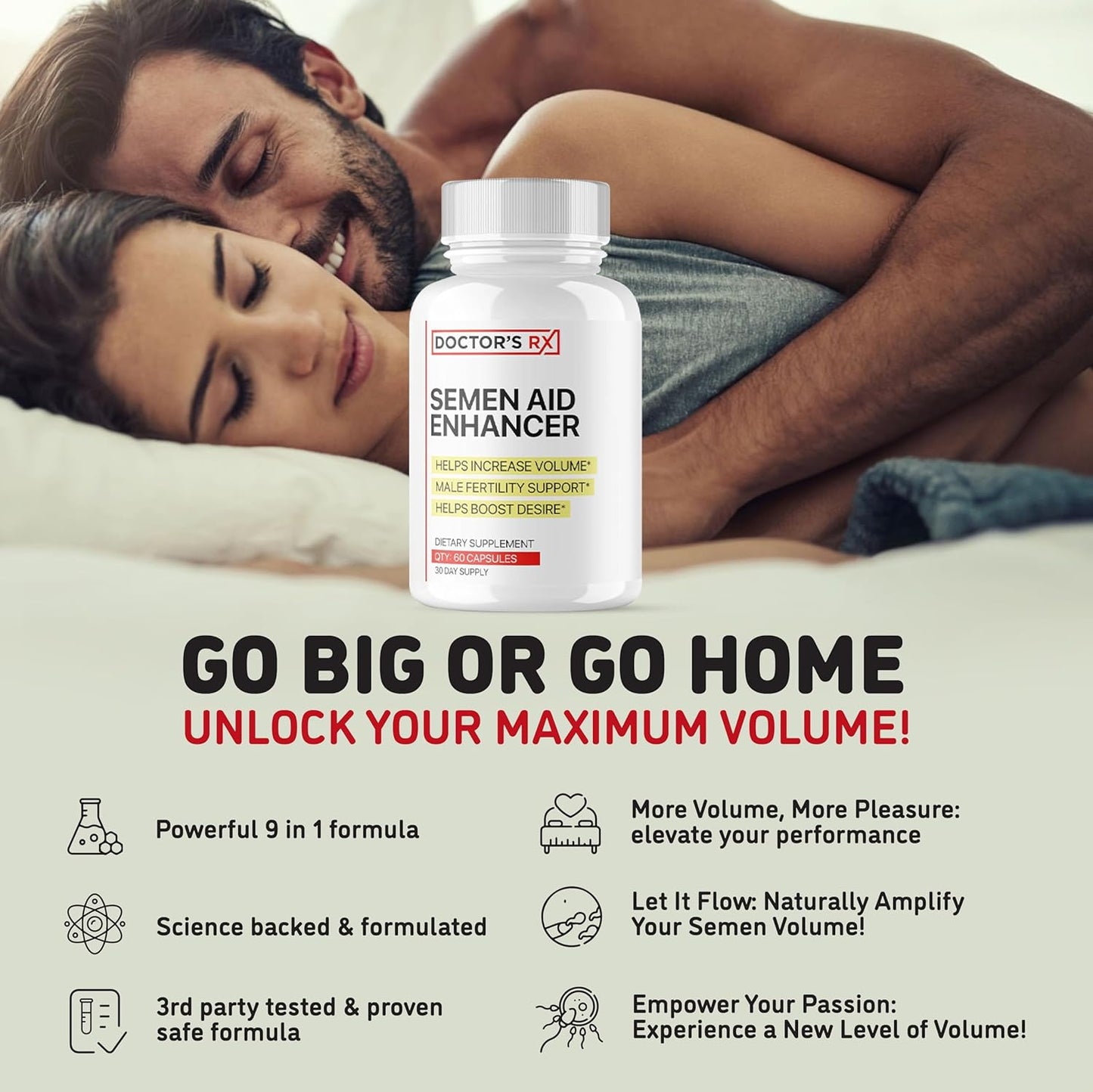 DRX Semen Volume Booster with Maca & Muira Puama | Enhance Desire, Mood, Energy | Natural & Safe Supplement - 60 Capsules