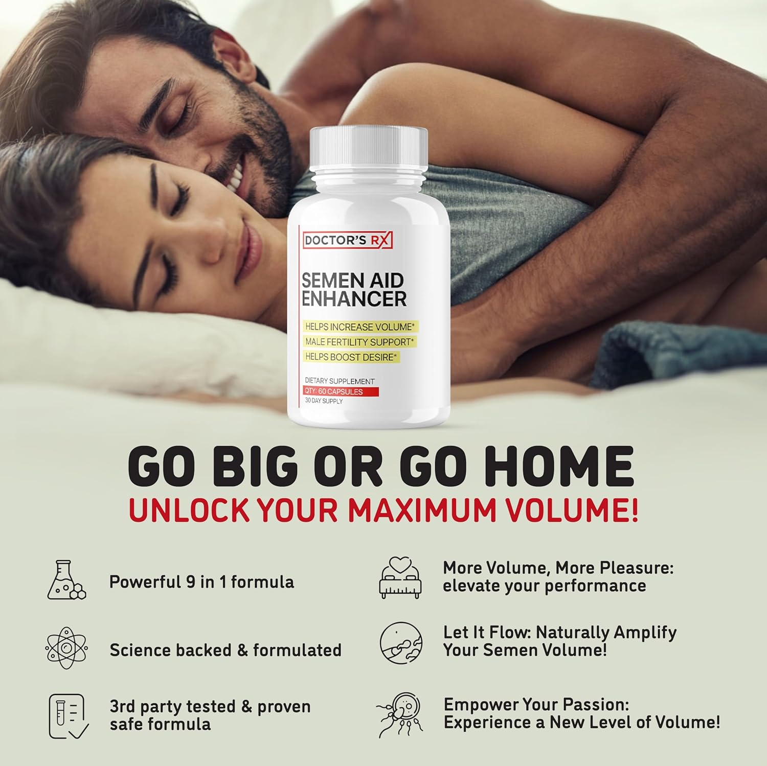 DRX Semen Volume Booster with Maca & Muira Puama | Enhance Desire, Mood, Energy | Natural & Safe Supplement - 60 Capsules