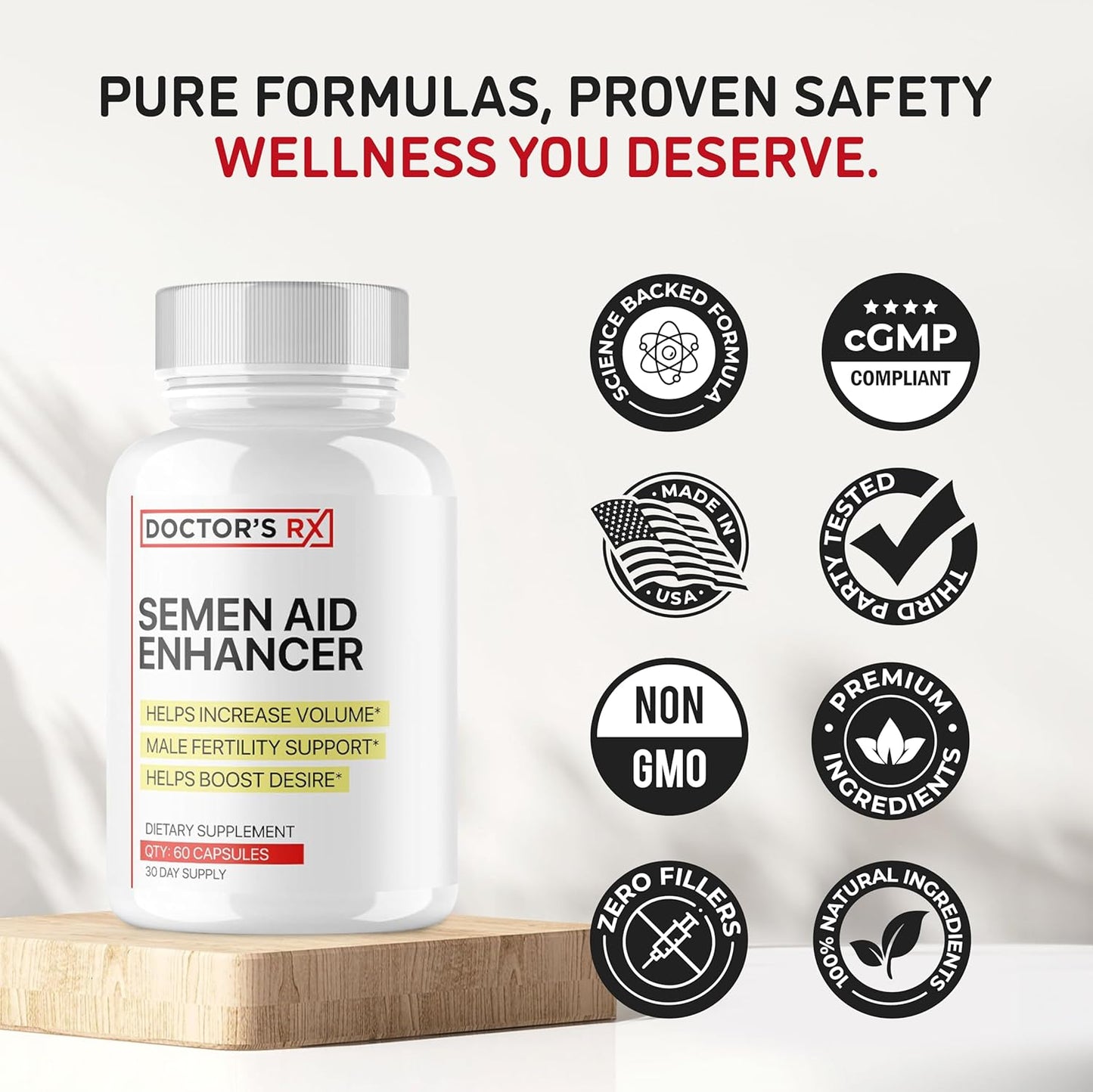 DRX Semen Volume Booster with Maca & Muira Puama | Enhance Desire, Mood, Energy | Natural & Safe Supplement - 60 Capsules