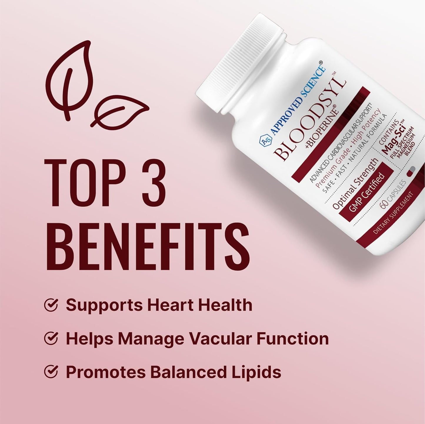 Dual Pack Approved Science Bloodsyl Capsules with Hawthorn Berry, Magnesium & BioPerine - Supports Blood Flow - Vegan - 120 Capsules