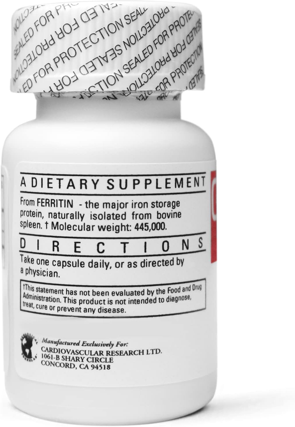 Dual Pack Cardiovascular Research Ferritin Iron Supplement 5mg - 120 Capsules for Men & Women - Save with 2 Pack