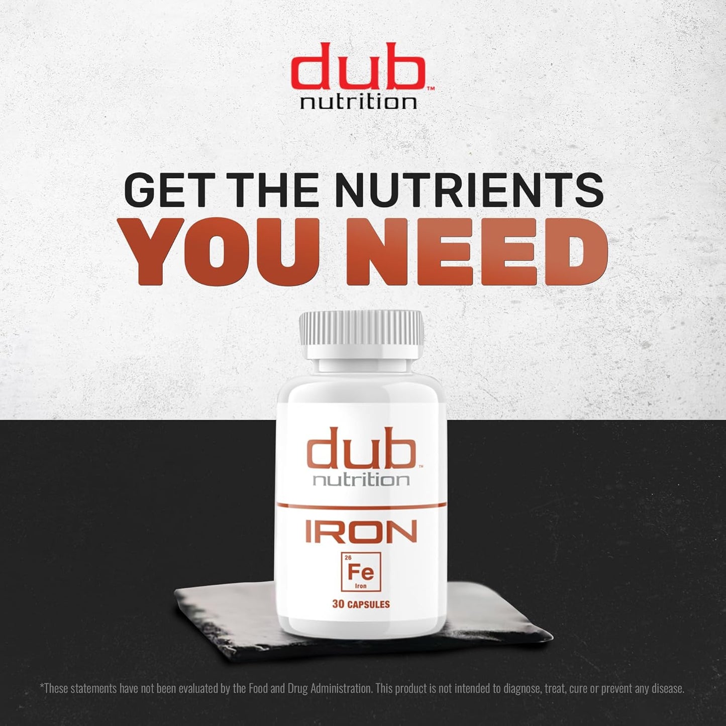Dub Nutrition Iron Supplement - High Absorption, Gentle on Stomach - No Nausea, No Fillers - Clean Gelatin Capsules - Supports Daily Nutritional Needs - 30 Capsules