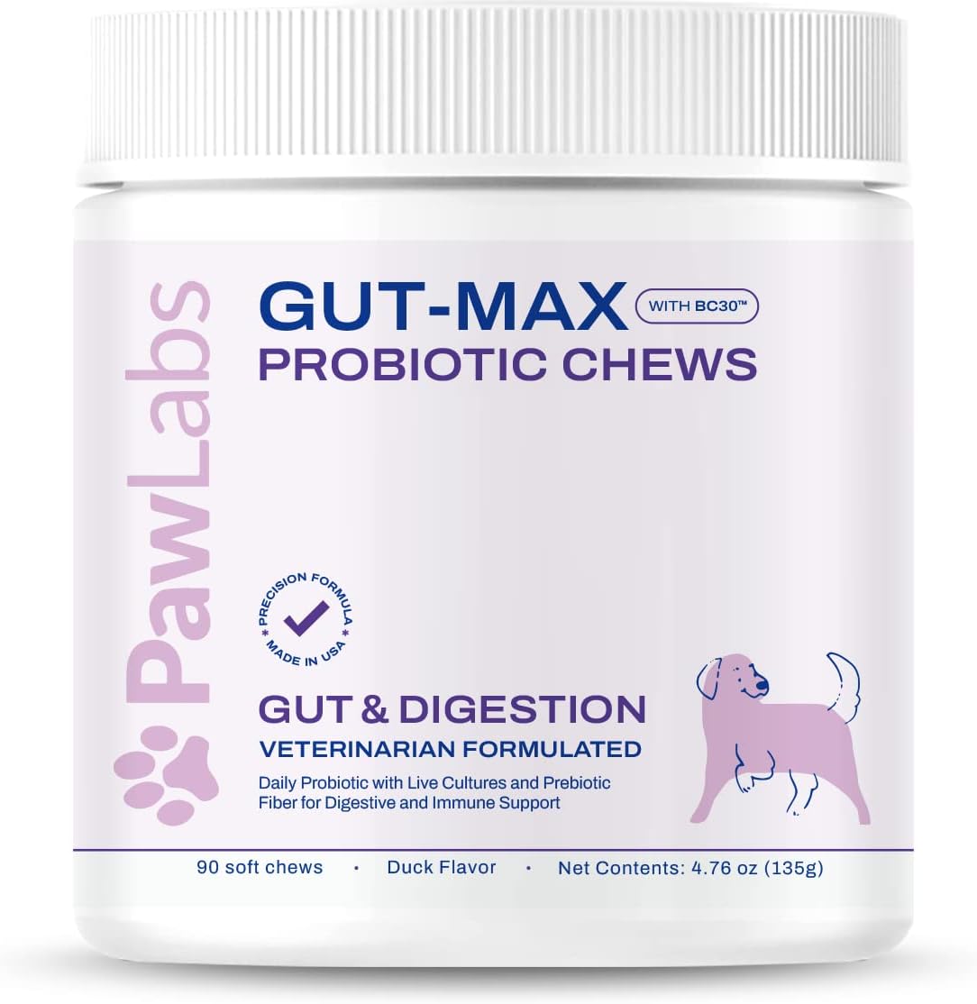 Duck Flavored Probiotic Chews for Dogs - Supports Digestive & Immune Health - Relieves Diarrhea, Constipation, Bloating - 90 Soft Chews