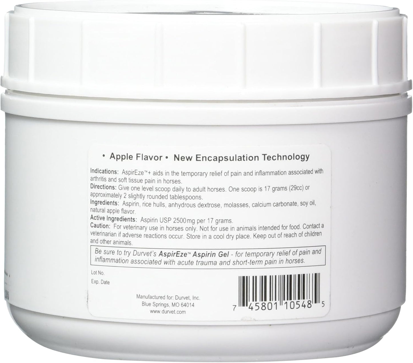 Durvet ASPIR-EZE PLUS 1.04lb - Fast-Acting Pain Relief for Horses and Livestock