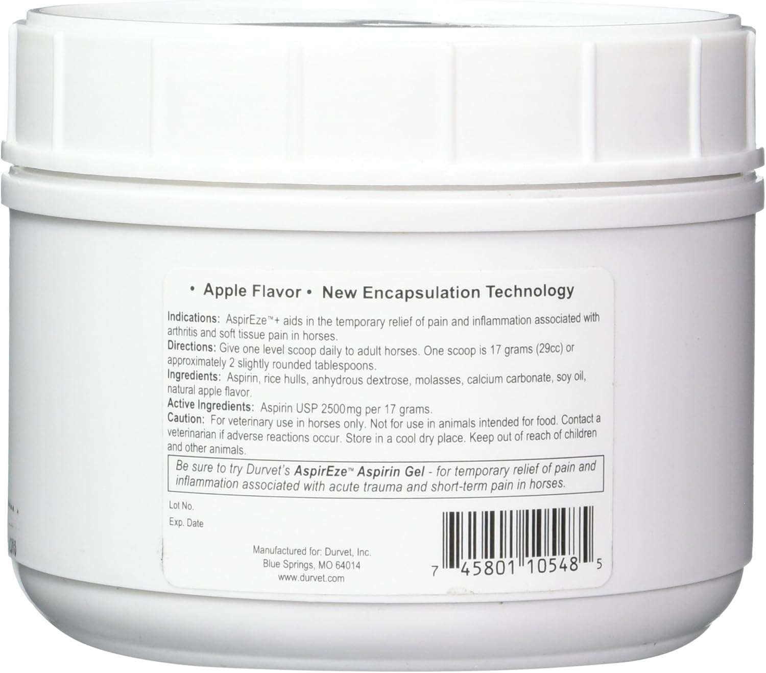 Durvet ASPIR-EZE PLUS 1.04lb - Fast-Acting Pain Relief for Horses and Livestock