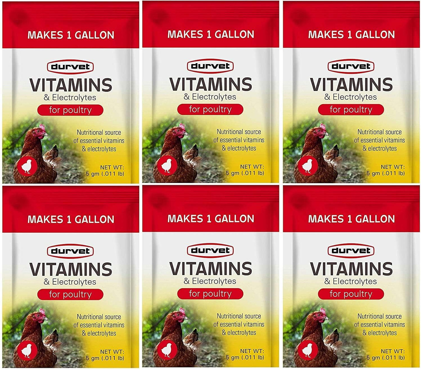 Durvet Poultry Vitamins and Electrolytes 6 Pack - 5 Grams, Makes 6 Gallons