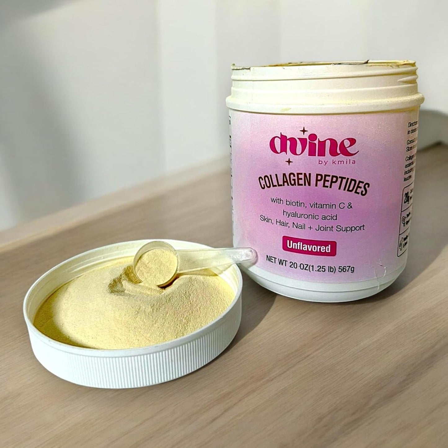 dvine by kmila Collagen Peptides Powder 28 Count with Biotin, Vitamin C & Hyaluronic Acid for Skin, Hair, Nail & Joint Support + Free Milk Frother