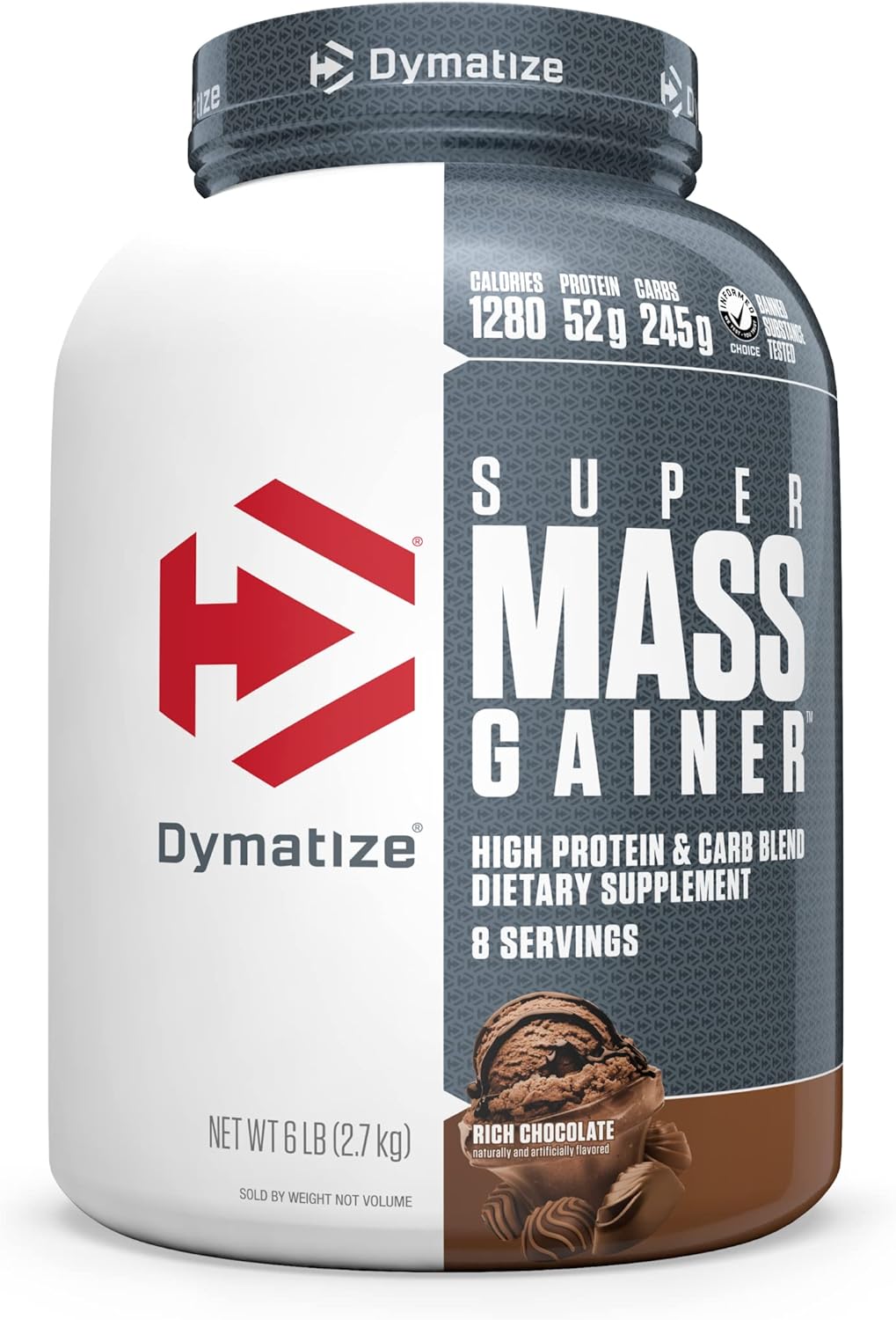 Dymatize Super Mass Gainer Protein Powder Bundle - 2 Pack, 6 lb, 52g Protein, 1280 Calories, Gourmet Vanilla & Chocolate