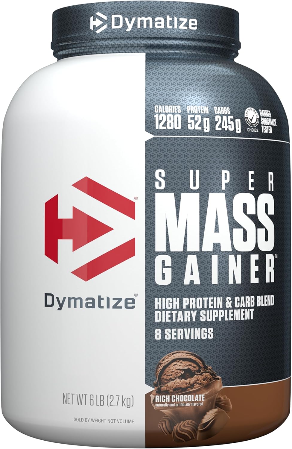 Dymatize Super Mass Gainer Protein Powder, Rich Chocolate Flavor, 6 lbs - High Calorie & Protein, Easy Mixing, Delicious Taste