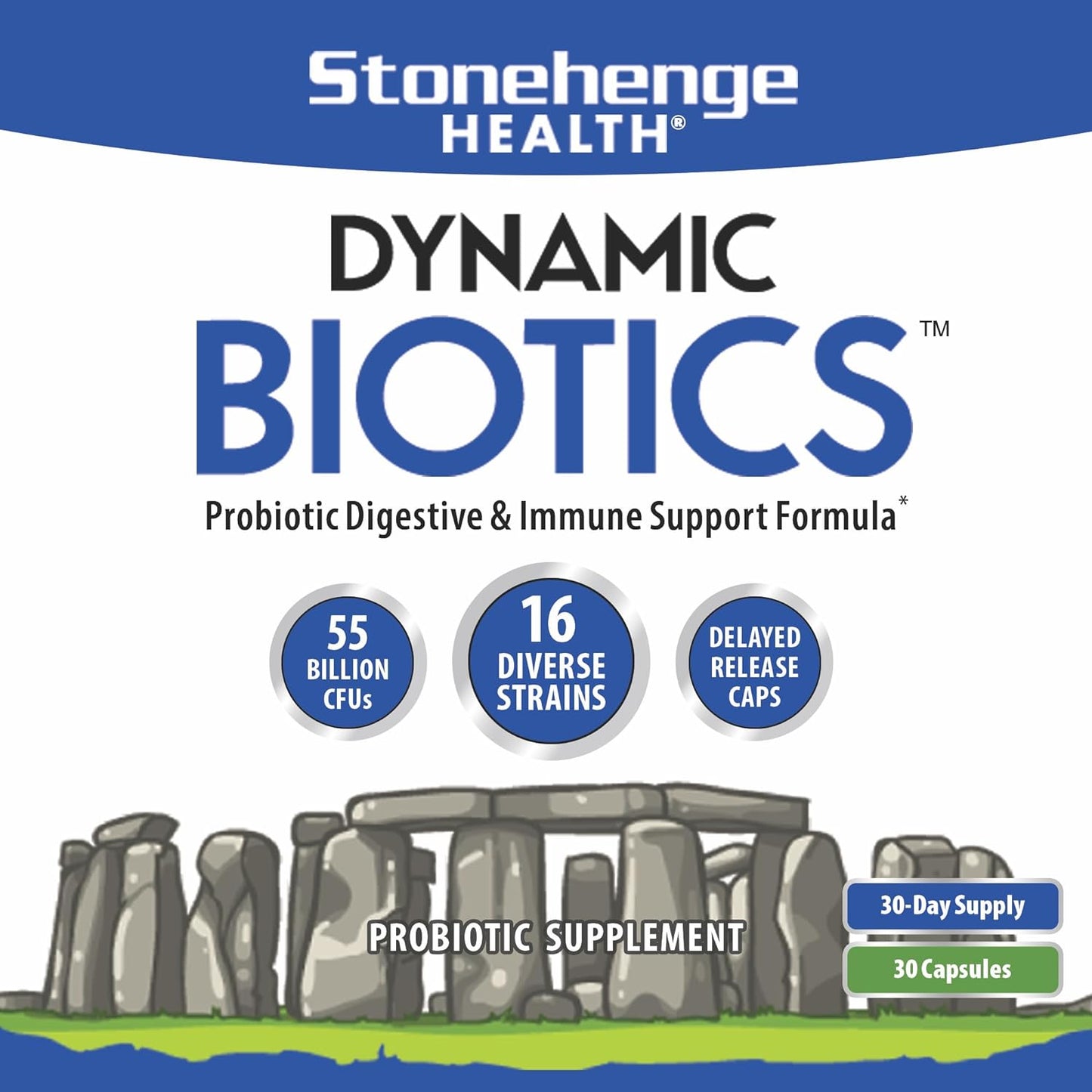 Dynamic Biotics Probiotic Supplement - 55 Billion CFU, 16 Strains, Prebiotic, Shelf Stable, Non-GMO Veggie Capsule