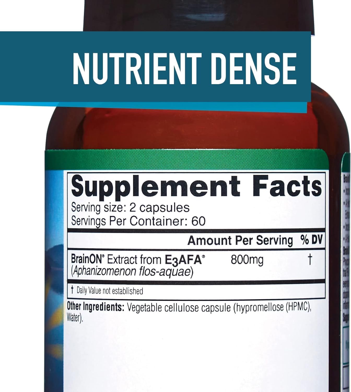 E3LIVE BrainON - 120 Count Mood Balance & Focus Wild-Harvested AFA Extract