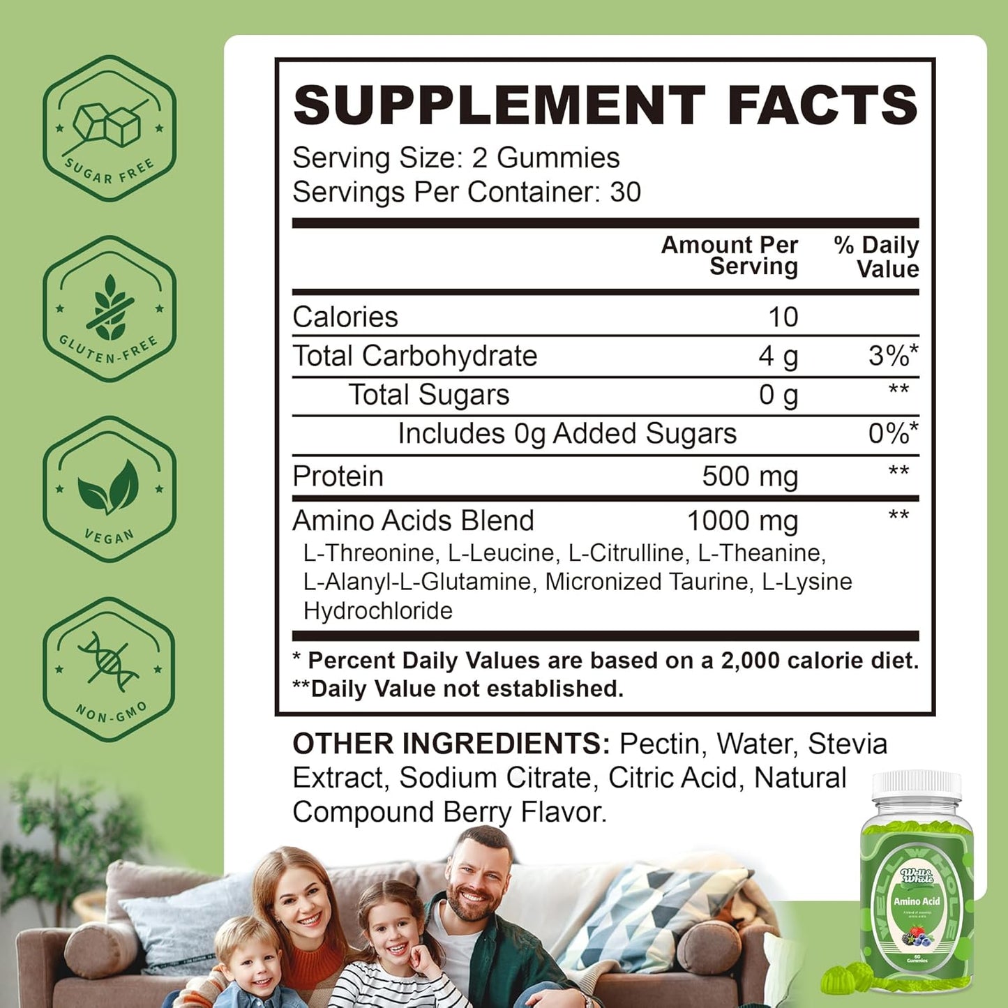 EAA Gummies for Energy Support - Essential Amino Acid Supplements for Women and Men - Mixed Berry Flavor - 30 Servings