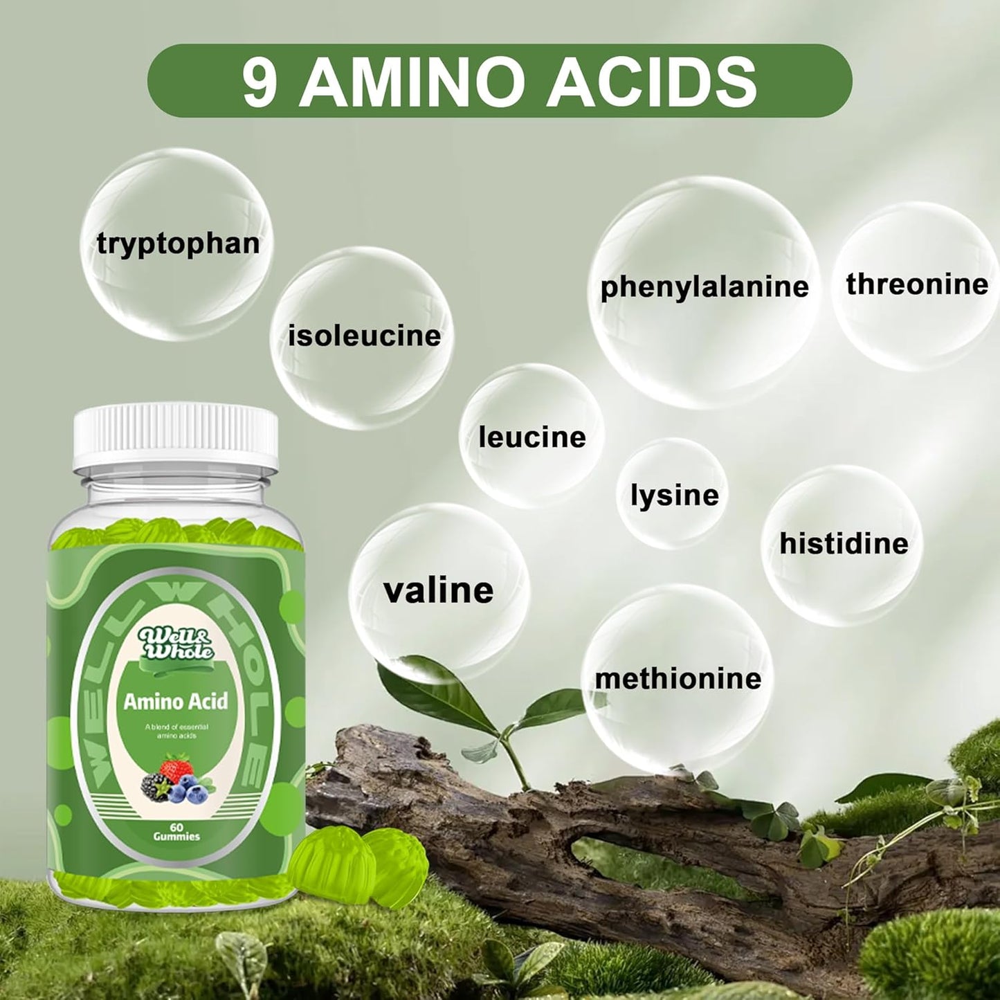 EAA Gummies for Energy Support - Essential Amino Acid Supplements for Women and Men - Mixed Berry Flavor - 30 Servings