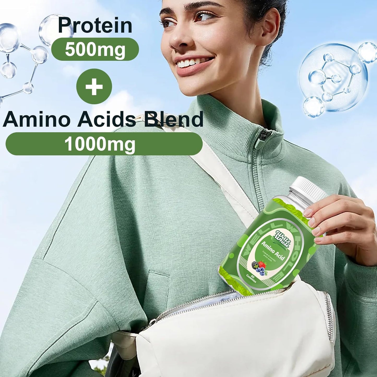 EAA Gummies for Energy Support - Essential Amino Acid Supplements for Women and Men - Mixed Berry Flavor - 30 Servings