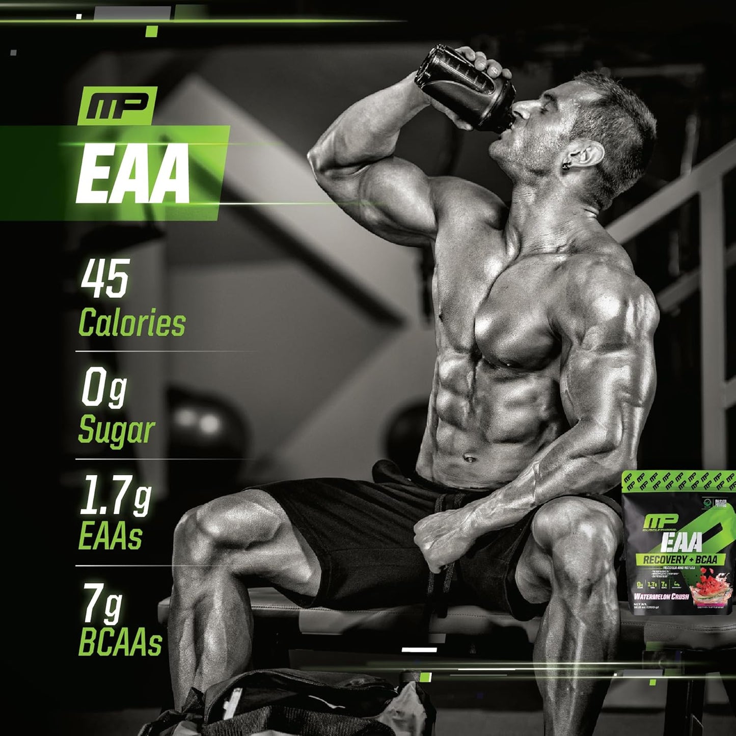 EAA Recovery + BCAAs Powder for Post Workout, Energy Supplement with BCAAs for Men & Women, Watermelon Flavor - 30 Servings