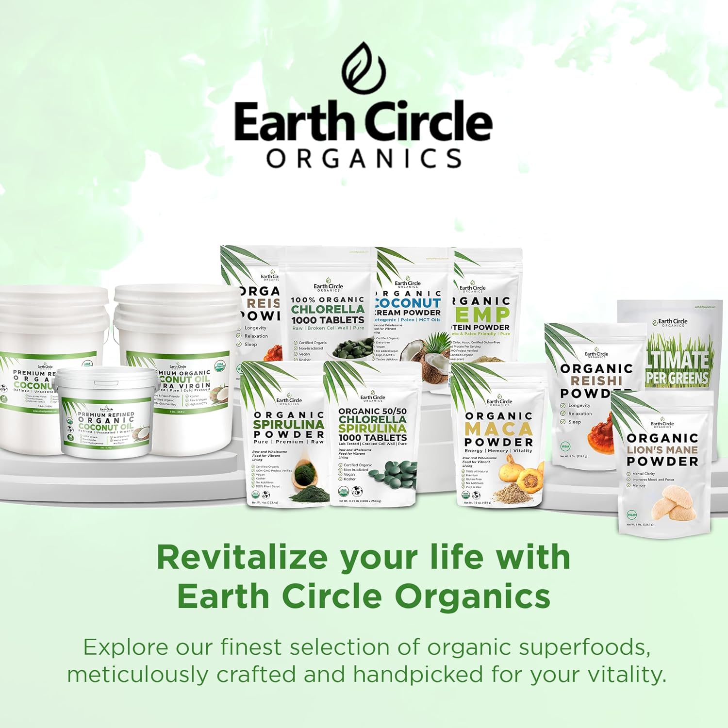 Earth Circle Organics Chlorella Powder 4oz (3 Pack) - Organic Broken Cell Wall Green Algae with High Protein & Amino Acids