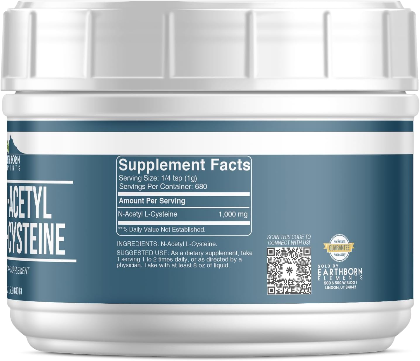 Earthborn Elements N-Acetyl L-Cysteine 1.5 lb Tub - Dietary Supplement