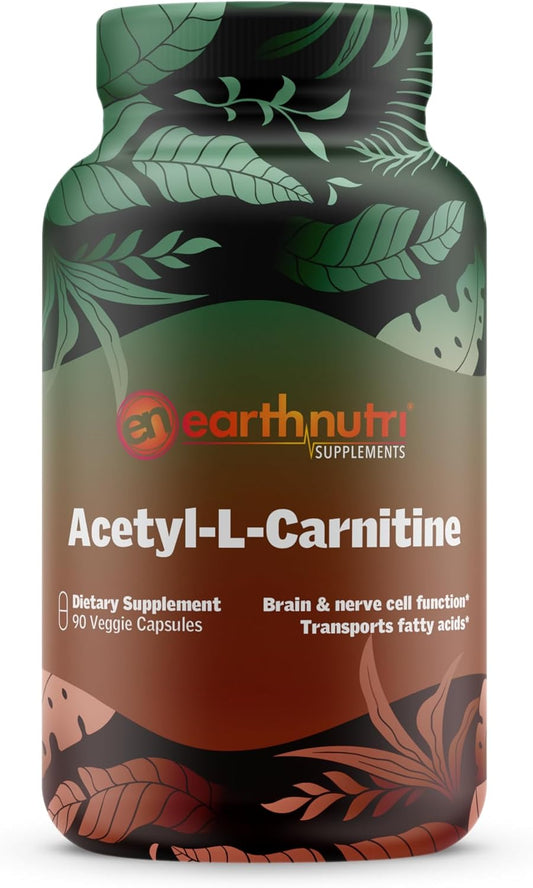EarthNutri Acetyl-L-Carnitine Capsules - 90 Count, Additive-Free & Non-GMO
