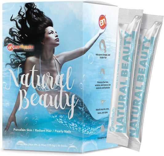 EarthNutri Marine Collagen Peptides Powder for Women - Improves Skin Elasticity & Hydration - 30 Stick Packs - Unflavored