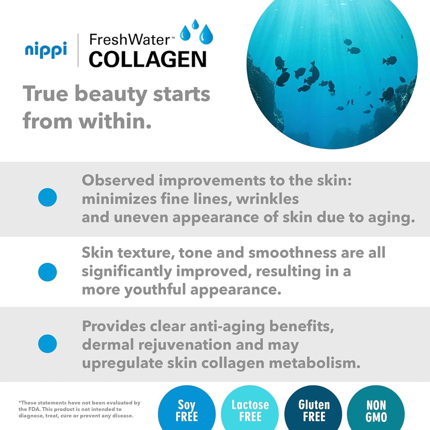 EarthNutri Marine Collagen Peptides Powder for Women - Improves Skin Elasticity & Hydration - 30 Stick Packs - Unflavored