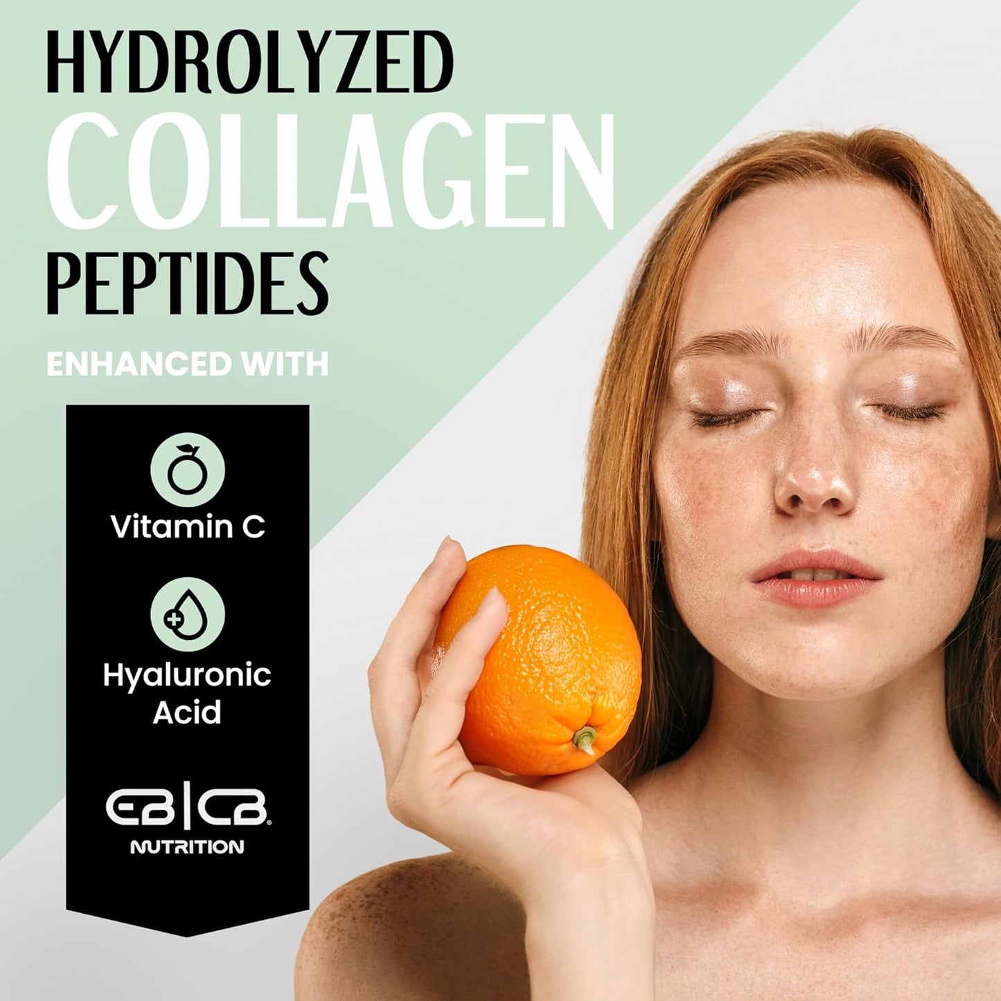 EBCB Nutrition 1lb Hydrolyzed Collagen Peptides with Vitamin C and Hyaluronic Acid for Skin and Joint Health