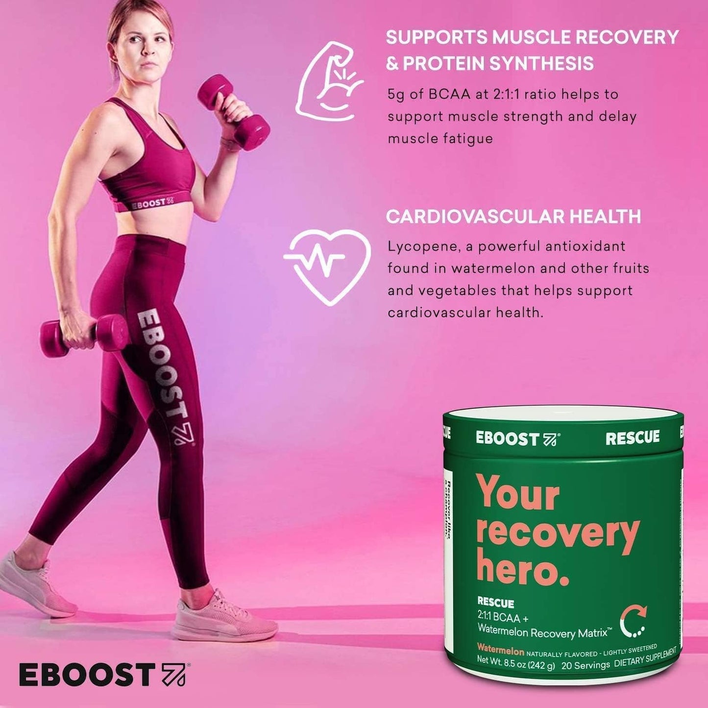 EBOOST POW Pre-Workout BCAA Bundle - Performance Powder for Energy, Recovery, Joint Mobility - Non-GMO, Gluten-Free