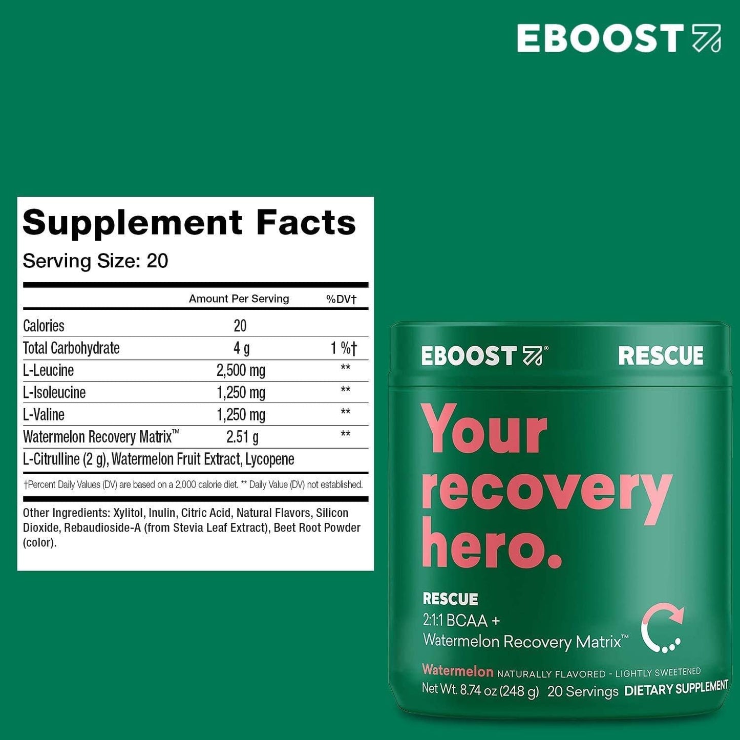 EBOOST POW Pre-Workout BCAA Bundle - Performance Powder for Energy, Recovery, Joint Mobility - Non-GMO, Gluten-Free