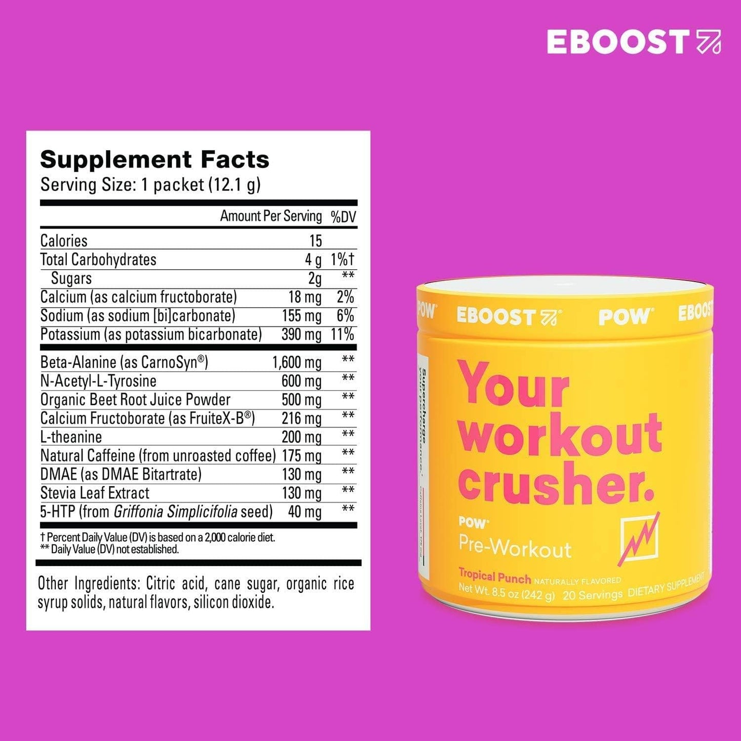 EBOOST POW Pre-Workout BCAA Bundle - Performance Powder for Energy, Recovery, Joint Mobility - Non-GMO, Gluten-Free