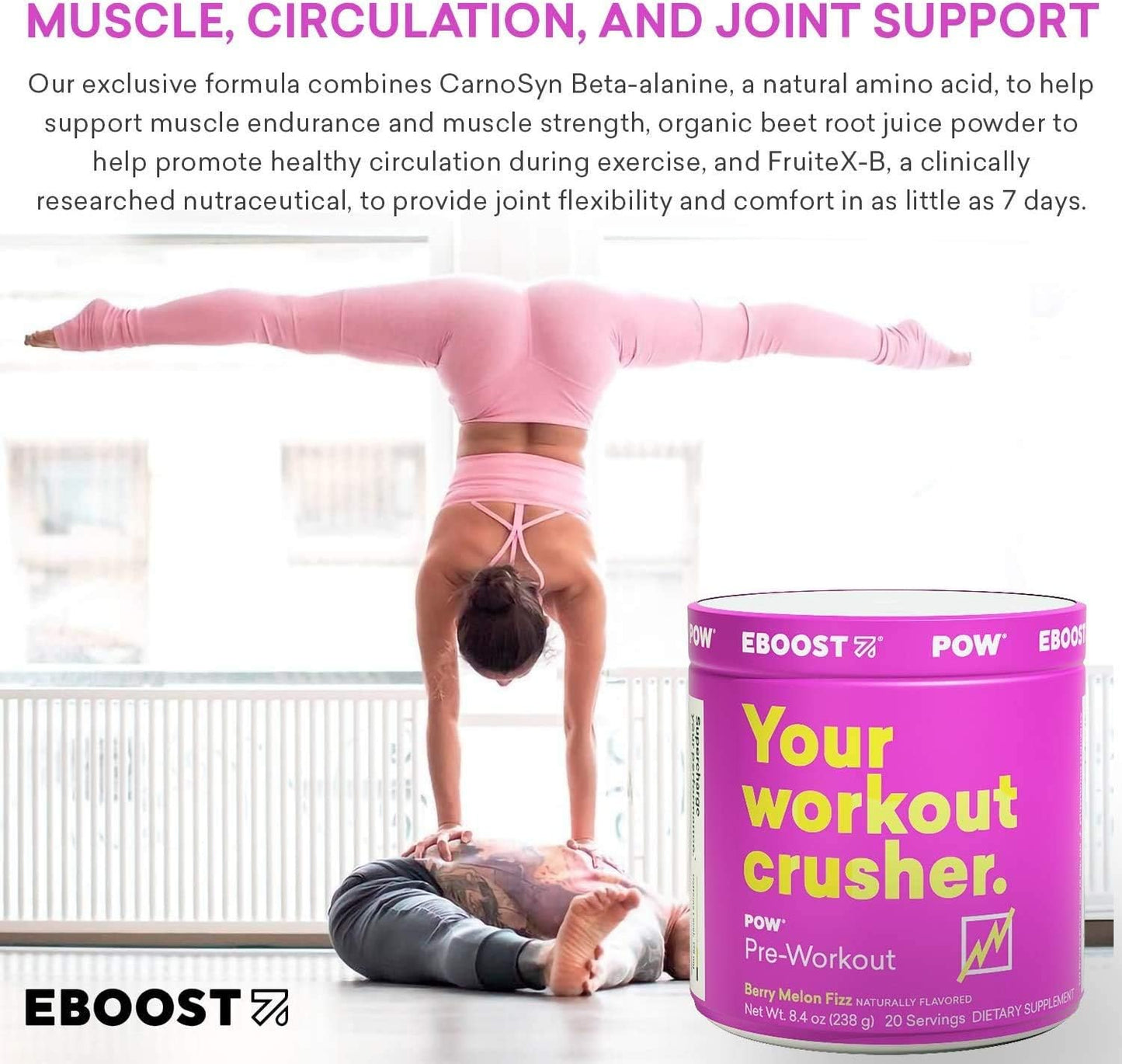 EBOOST POW Pre-Workout & Rescue BCAA Tub Bundle - Performance Supplement Powder for Energy & Recovery - Non-GMO, Gluten-Free