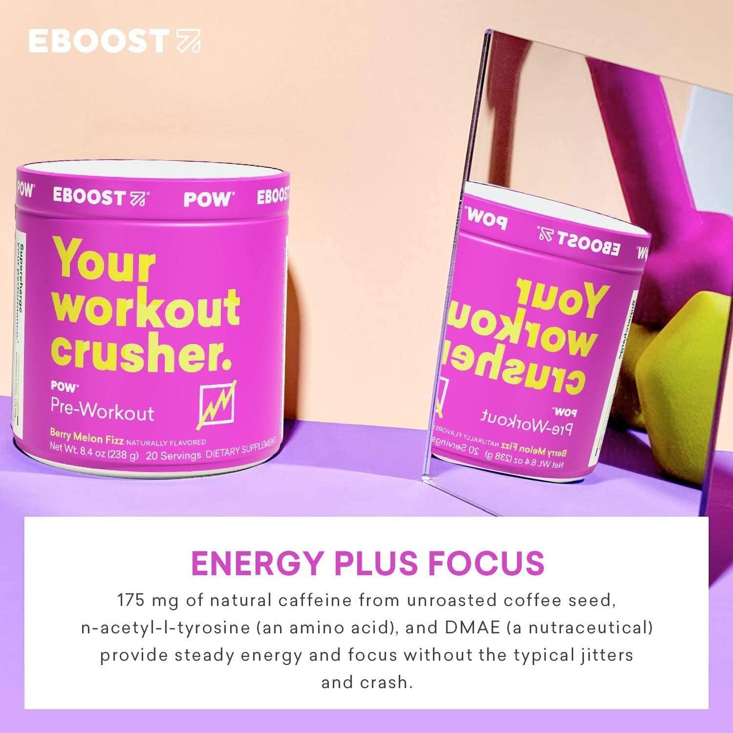 EBOOST POW Pre-Workout & Rescue BCAA Tub Bundle - Performance Supplement Powder for Energy & Recovery - Non-GMO, Gluten-Free