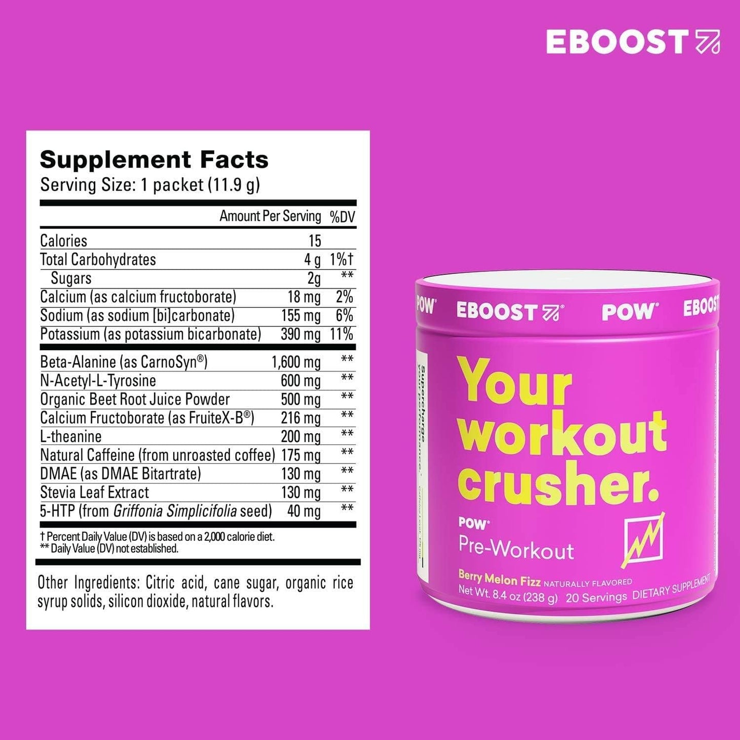 EBOOST POW Pre-Workout & Rescue BCAA Tub Bundle - Performance Supplement Powder for Energy & Recovery - Non-GMO, Gluten-Free