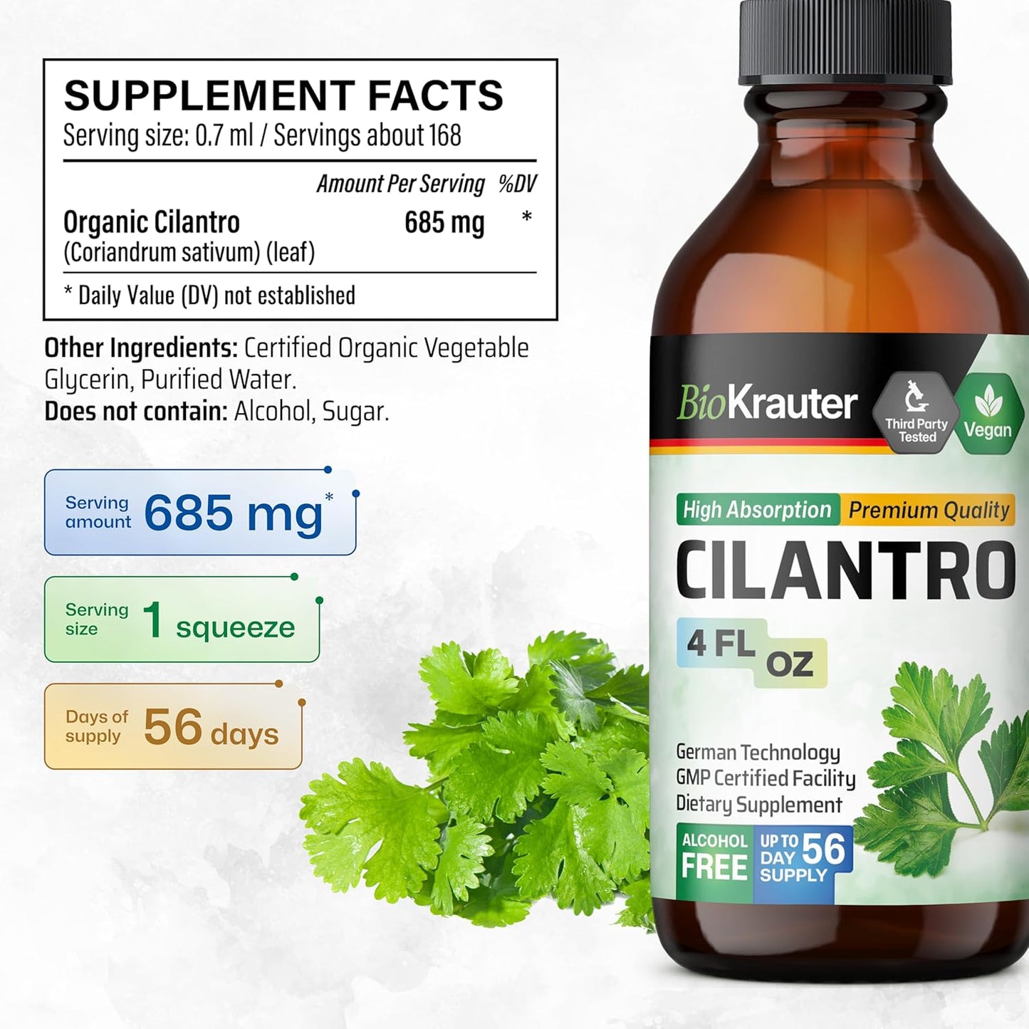 Echinacea and Cilantro Tincture Bundle - 4 Fl. Oz. each