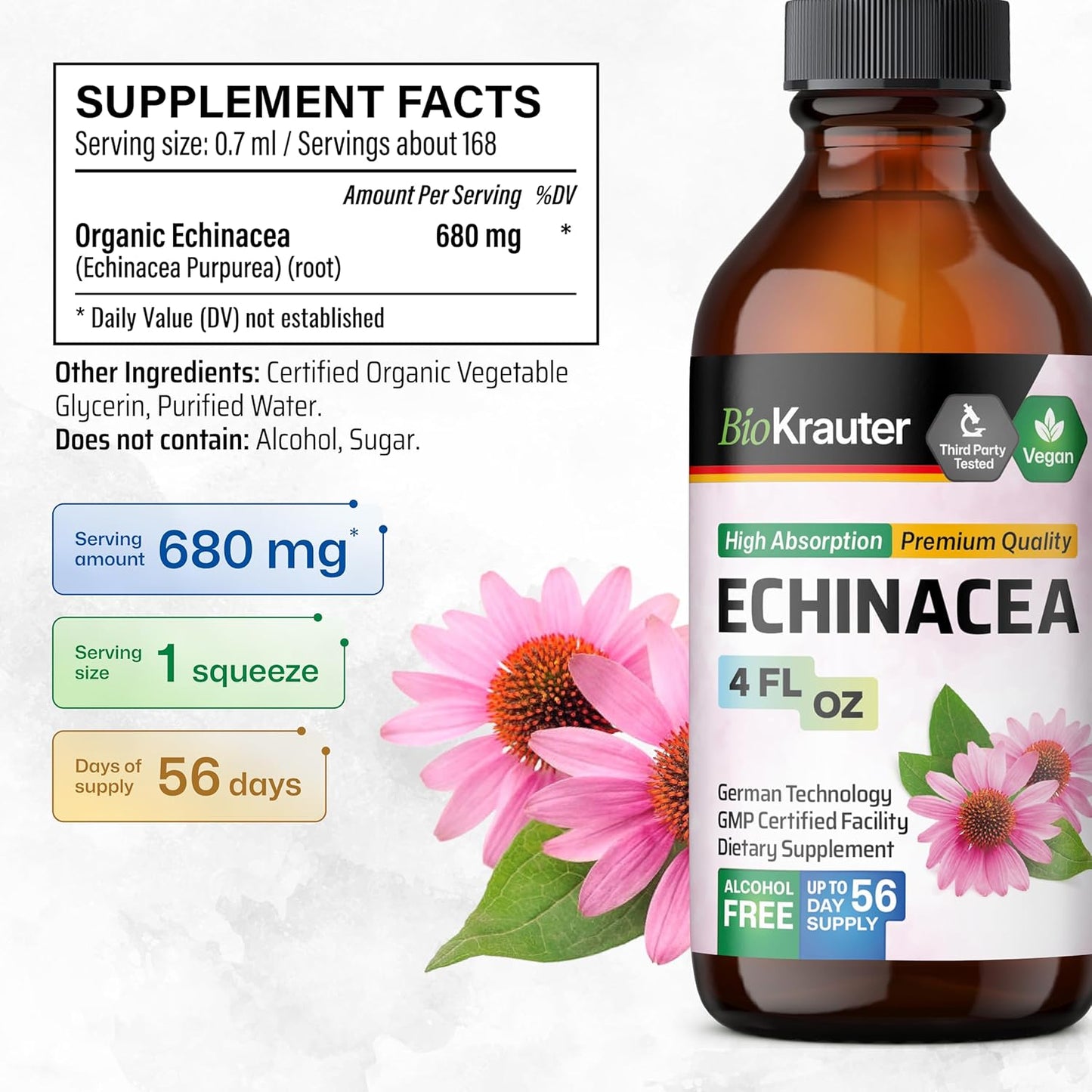 Echinacea and Goldenseal Tincture Set - 4 Fl. Oz. Each - BIO KRAUTER