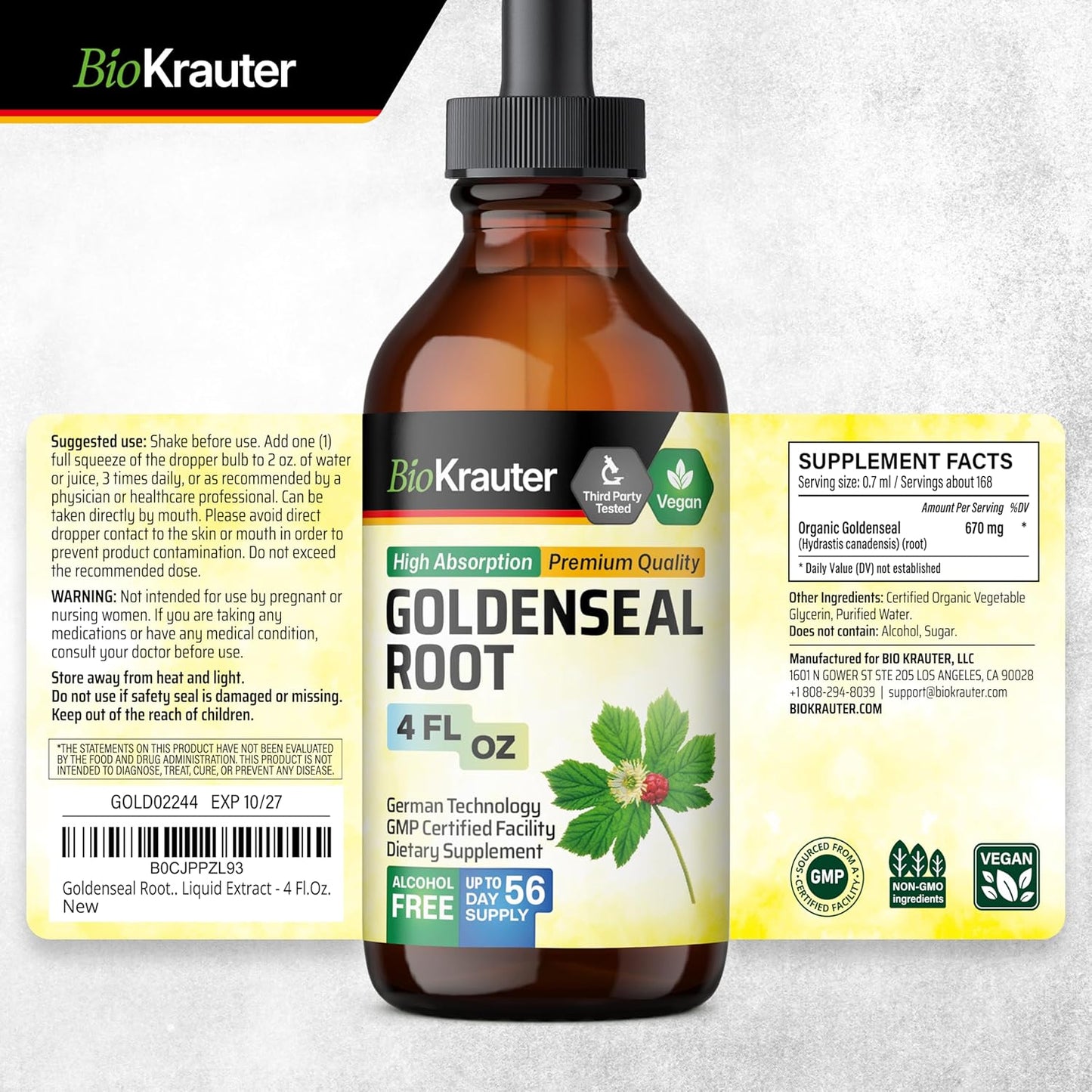 Echinacea and Goldenseal Tincture Set - 4 Fl. Oz. Each - BIO KRAUTER