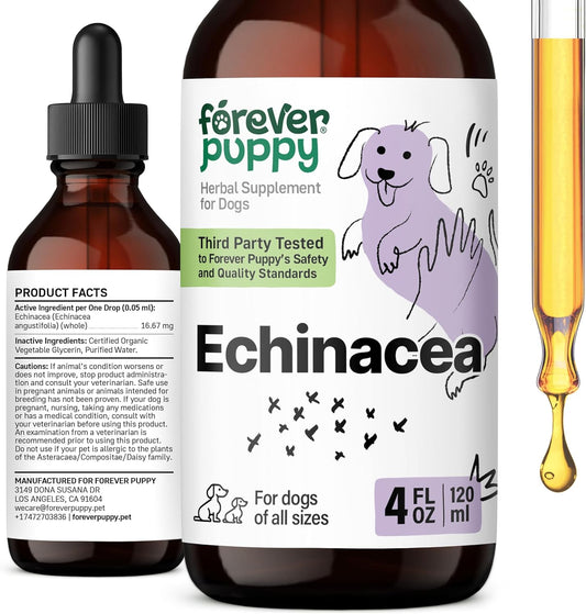 Echinacea Drops for Dogs - Immunity & Respiratory Health Support - Liquid Supplement - 4 oz Bottle