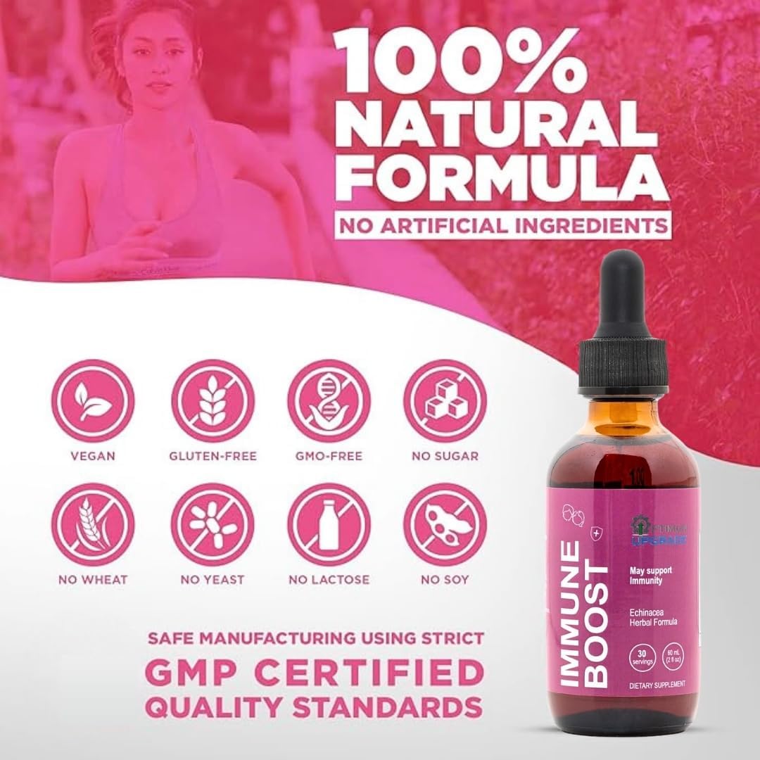 Echinacea Liquid Extract Drops for Rapid Immune Support - 2 Oz Vegan Tincture - Non-GMO, Gluten-Free Immunity Booster