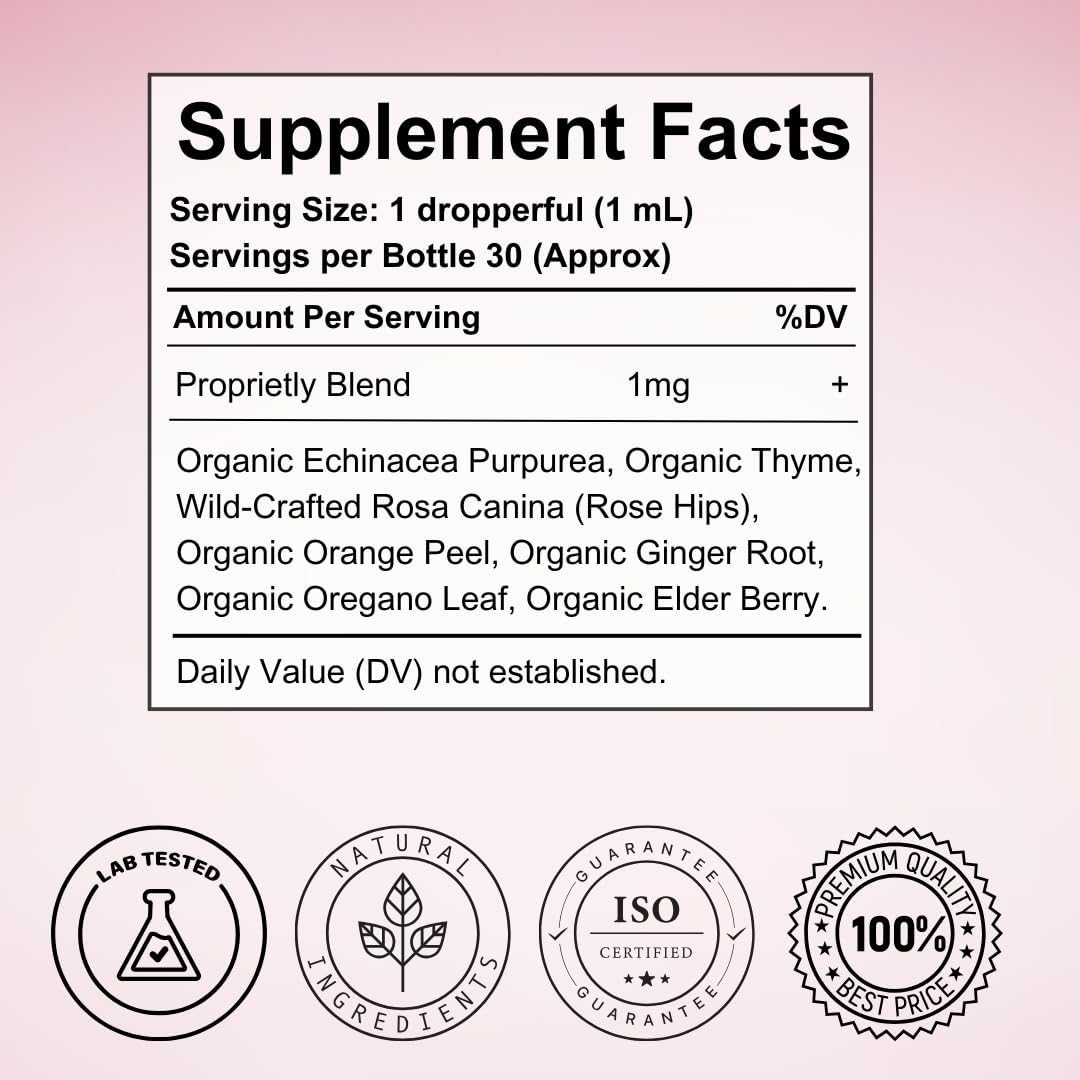 Echinacea Liquid Extract Drops for Rapid Immune Support - 2 Oz Vegan Tincture - Non-GMO, Gluten-Free Immunity Booster